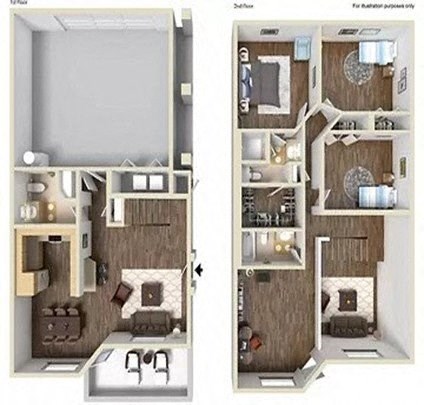 Floor plan for 3 beds, 2.5 baths, 1612 sqft